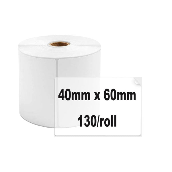 1 Roll 40mm x 60mm Transparent Direct Thermal Labels Clear - 130 Labels per roll (13mm Core)