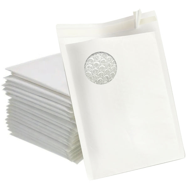200PCS Bubble Mailer 172mm x 220mm Self-Sealed Padded Envelope Plain White Kraft Paper Mailing Bags
