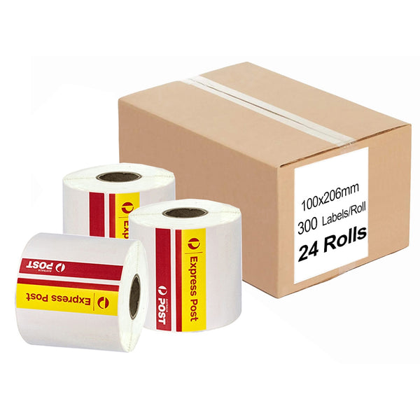 24 Rolls Express Post Direct Thermal Labels 100mm x 206mm - 300 Labels per Roll