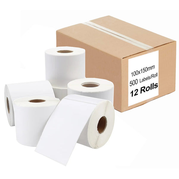 12 Rolls Australia Post Labels Perforated Thermal Label 100mm X 150mm - 500 Labels per Roll