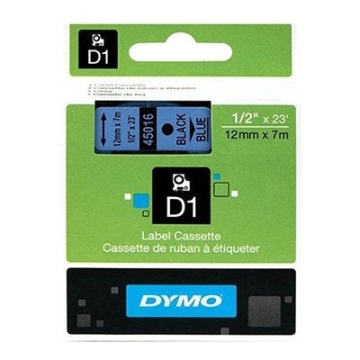 3 x Dymo SD45016 / S0720560 Original 12mm Black Text on Blue Label Cassette - 7 meters