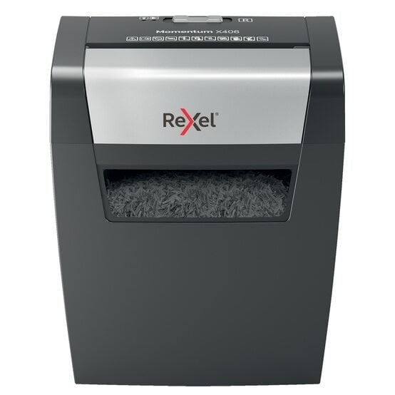 Rexel Momentum X406 6-Sheet Paper Shredder Cross Cut Black 2104569AU