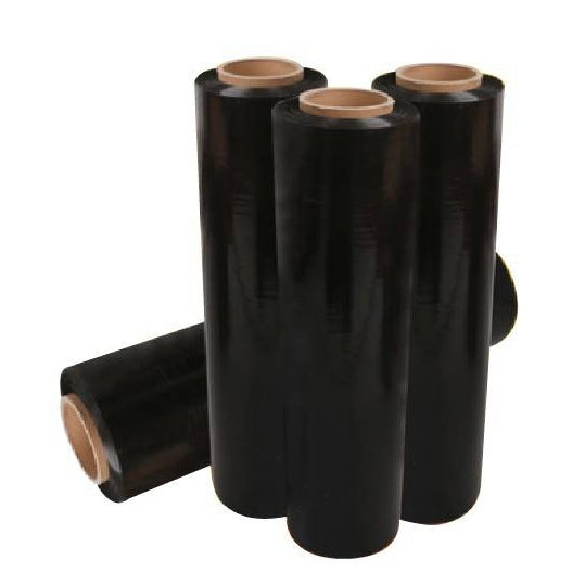 4 x Stretch Hand Pallet Wrap 500mm x 400M 25MIC Shrink Wrap - Black (75mm Core)