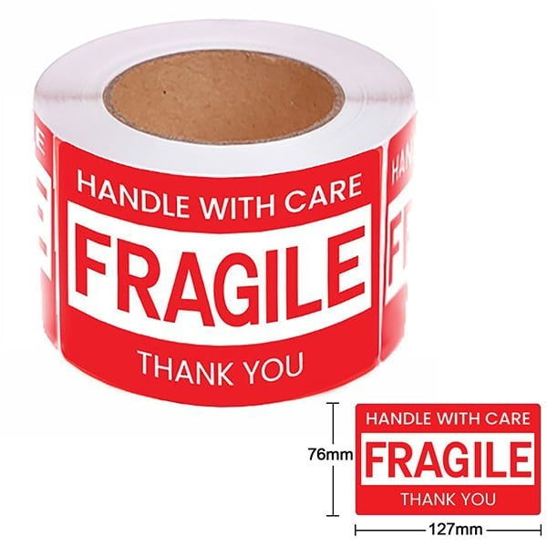 1 Roll x Fragile Shipping Label Handle With Care Warning Adhesive Sticker 127x76mm (250 Labels per Roll)