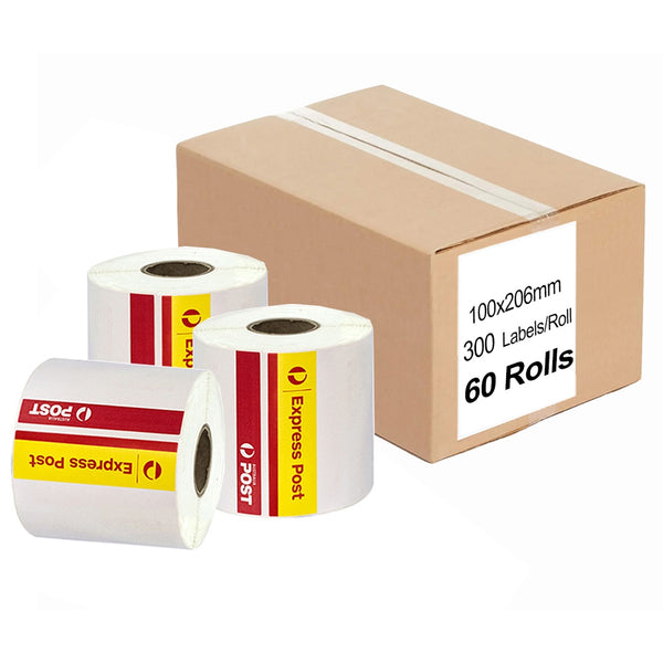 60 Rolls Express Post Direct Thermal Labels 100mm x 206mm - 300 Labels per Roll