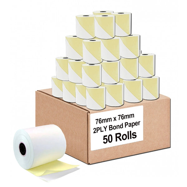 50 Rolls 76x76mm 2PLY Bond Paper Receipt Roll