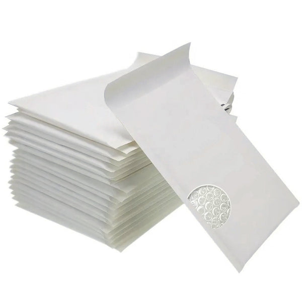 300PCS Bubble Mailer 120mm x 180mm Self-Sealed Padded Envelope Plain White Kraft Paper Mailing Bags
