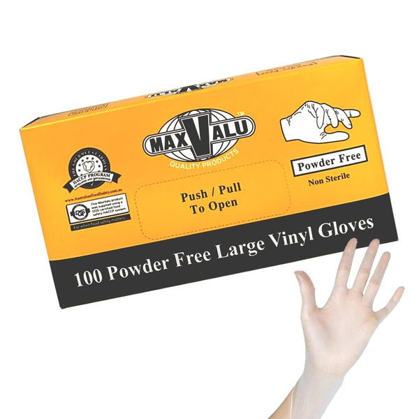 Clear Vinyl Gloves Powder Free Pack of 100 - Large