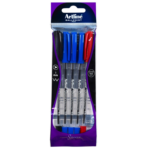 Artline Smoove Ballpoint Pen Assorted - Pack of 5