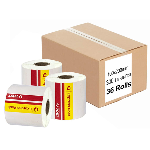 36 Rolls Express Post Direct Thermal Labels 100mm x 206mm - 300 Labels per Roll