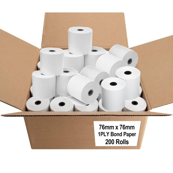 200 Rolls 76x76mm 1PLY Bond Paper Roll for Cash Registers POS
