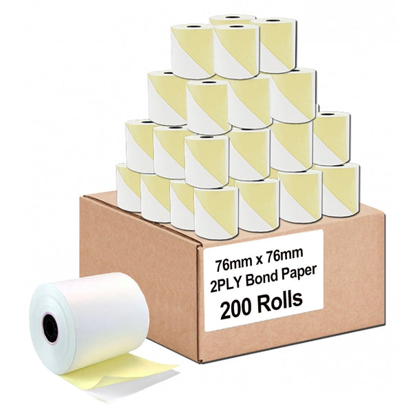 200 Rolls 76x76mm 2PLY Bond Paper Receipt Roll