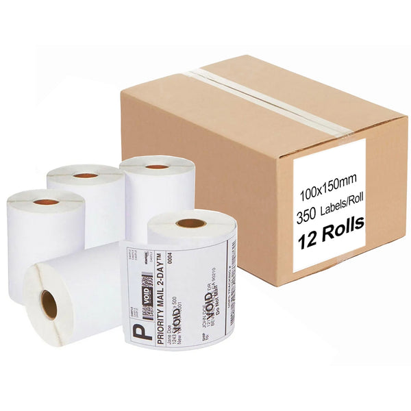 12 Rolls Parcel Point Labels Perforated Thermal Label 100mm X 150mm - 350 Labels per Roll