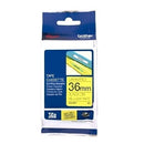 Original Brother TZe-661 TZe661 36mm Black Text on Yellow Laminated Tape - 8 meters