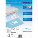 Unistat Laser Inkjet & Copier Multipurpose Labels 100 Sheets