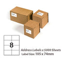 A4 White Self Adhesive Paper Address Mailing Laser Inkjet Sticker Labels 105 x 74mm - 8 Labels Per Sheet