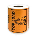 TOP LOAD ONLY Boxes Shipping Label  in Orange Warning Adhesive Sticker 100x75mm (500 Labels per Roll)