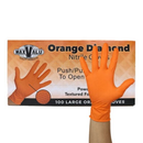 Diamond Textured Nitrile Orange Gloves Pack of 100 - M/L/XL