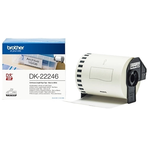 Original Brother DK-22246 DK22246 Black Text on White Continuous Paper Label Roll 103mm x 30.48m
