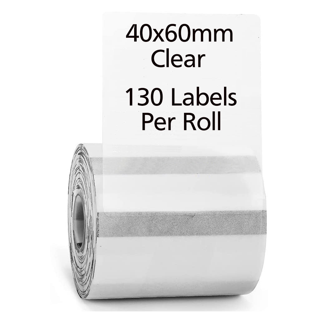 1 Roll 40mm x 60mm Transparent Direct Thermal Labels Clear - 130 Label
