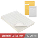 A4 White Self Adhesive Paper Address Mailing Laser Inkjet Sticker Labels 98 x 25.4mm - 20 Labels Per Sheet