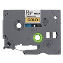 Generic Brother TZe-831 TZe831 12mm Black Text on Gold Laminated Tape - 8 meters