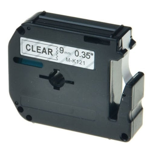 Generic Brother M-K121 MK121 9mm Black Text on Clear Tape - 8 meters