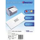 Unistat Laser Inkjet & Copier Multipurpose Labels 100 Sheets