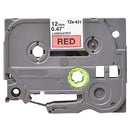 5 x Generic Brother TZe-431 TZe431 12mm Black Text on Red Laminated Tape - 8 meters