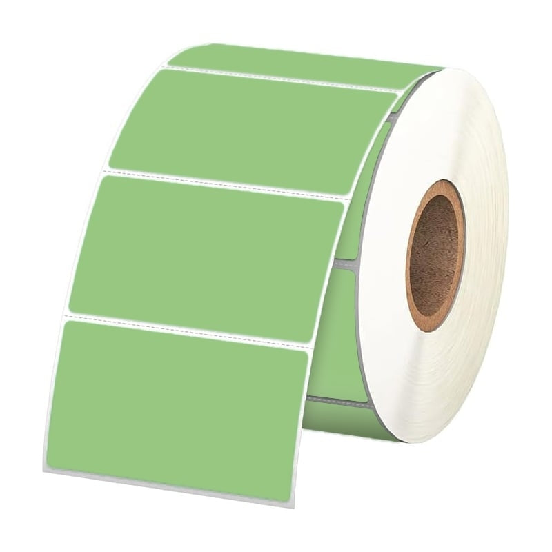 20 Rolls 57mm X 32mm Perforated Direct Thermal Labels Green - 2000 Labels per Roll