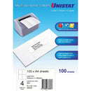 Unistat Laser Inkjet & Copier Multipurpose Labels 100 Sheets