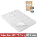 LabelMax A4 White Self Adhesive Paper Address Mailing Laser Inkjet Sticker Labels 99.1 x 67.7mm - 8 Labels Per Sheet (Die-Cut)