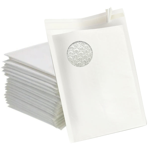 200PCS Bubble Mailer 172mm x 220mm (inner) Self-Sealed Padded Envelope Plain White Kraft Paper Mailing Bags