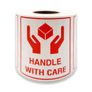 HANDLE WITH CARE 100x75mm Label Adhesive Warning Shipping Sticker  (500 Labels per Roll)