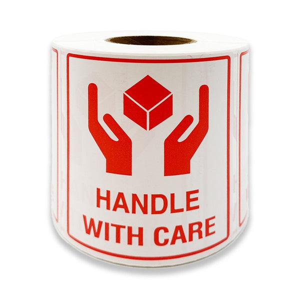 6 Rolls HANDLE WITH CARE 100x75mm Label Adhesive Warning Shipping Sticker  (500 Labels per Roll)