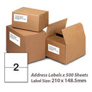 A4 White Self Adhesive Paper Address Mailing Laser Inkjet Sticker Labels 210 x 148.5mm - 2 Labels Per Sheet