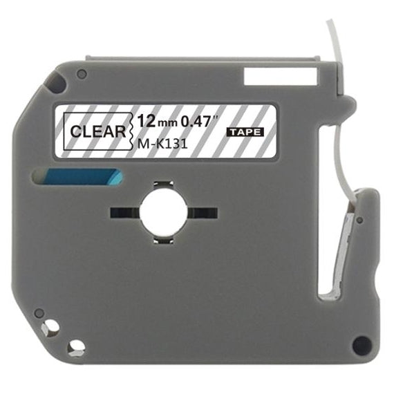 Generic Brother M-K131 MK131 12mm Black Text on Clear Tape - 8 meters
