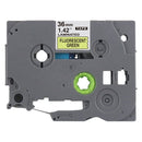 Generic Brother TZe-D61 TZeD61 36mm Black Text on Green Fluorescent Laminated Tape - 5 meters