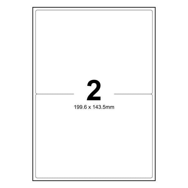 100 Sheets A4 White Self Adhesive Paper Address Mailing Laser Inkjet Sticker Labels 199.6 x 143.5mm - 2 Labels Per Sheet