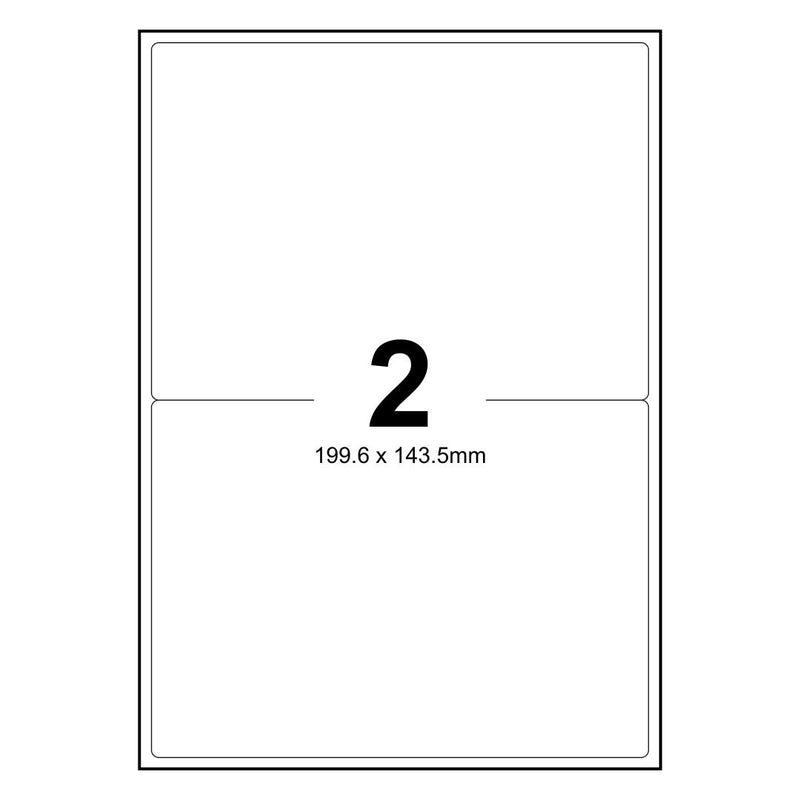 100 Sheets A4 White Self Adhesive Paper Address Mailing Laser Inkjet Sticker Labels 199.6 x 143.5mm - 2 Labels Per Sheet