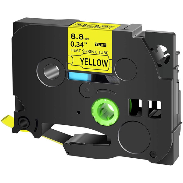 5 x Generic Brother HSe-621 HSe621 8.8mm Black Text on Yellow Heat Shrink Tube Tape - 1.5 meters