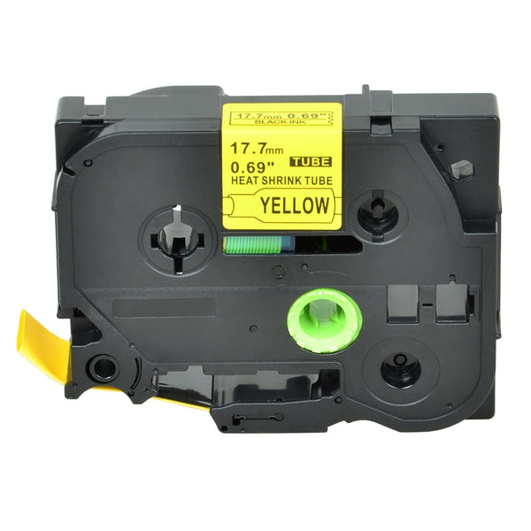 Generic Brother HSe-641 HSe641 17.7mm Black Text on Yellow Heat Shrink Tube Tape - 1.5 meters
