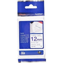 Original Brother TZe-FA3 TZeFA3 12mm Blue Text on White Fabric Tape - 3 meters