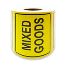 MIXED GOODS Label 100x75mmin Fluro Yellow Adhesive Warning Sticker  (500 Labels per Roll)