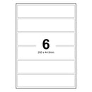LabelMax A4 White Self Adhesive Paper Address Mailing Laser Inkjet Sticker Labels 200 x 44.5mm - 6 Labels Per Sheet (Die-Cut)