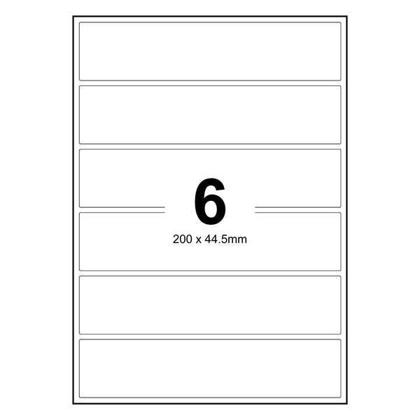 500 Sheets A4 White Self Adhesive Paper Address Mailing Laser Inkjet Sticker Labels 200 x 44.5mm - 6 Labels Per Sheet