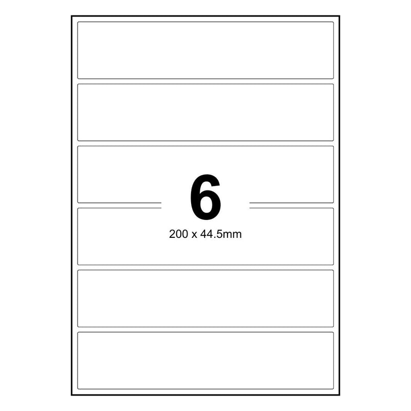1000 Sheets A4 White Self Adhesive Paper Address Mailing Laser Inkjet Sticker Labels 200 x 44.5mm - 6 Labels Per Sheet