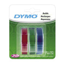 Dymo 1741671 Original Red Green Blue Embossing Label Cassette 9mm x 3m [Tri-Pack]