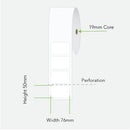 24 Rolls 76mm x 50mm Direct Thermal Labels White - 170 Labels per roll (19mm Core)