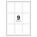 LabelMax A4 White Self Adhesive Paper Address Mailing Laser Inkjet Sticker Labels 89 x 62mm - 9 Labels Per Sheet (Die-Cut)